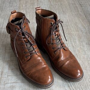 Steve Madden Brown Leather Lace-Up Boots